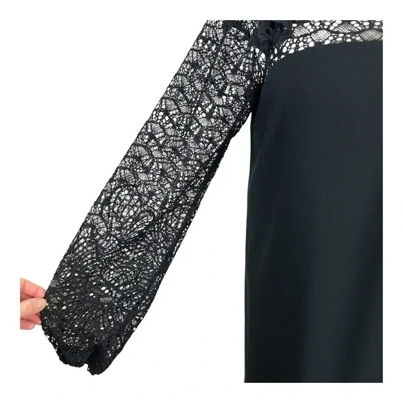 LILLY PULITZER Karolina Black Lace DRESS 12 Shift Ruffle Party Holiday Onyx - Picture 3 of 16